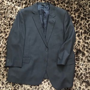 New navy pin-strip suit in new condition